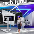 VATECH Exhibition Booth Modern Design With Purple Blue Lighting Digital Screens