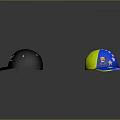 Trendy Baseball Caps In Gray And Multicolor Designs With Stylish Logos And Patterns 3d model