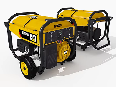 Dual CAT XP8000E Industrial Portable Generators Yellow Design Black Frame With Wheels 3d model