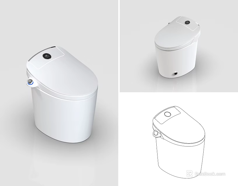 White Smart Toilet With Modern Design And Sleek Appearance In Detailed Views 3d model 