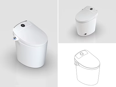 White Smart Toilet With Modern Design And Sleek Appearance In Detailed Views 3d model