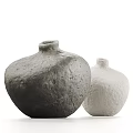 Handcrafted Ceramic Vessels in Gray and White with Textured Surfaces for Home Decor