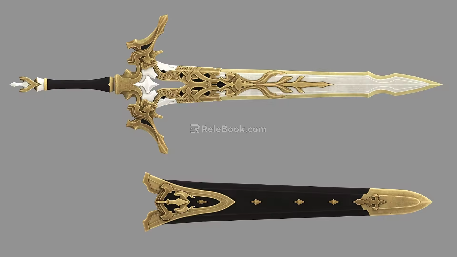 Game Props Cold Weapon Sword Long Gun Dagger Weapon 3d model