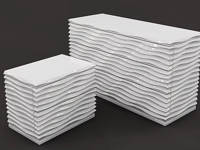 Modern White Console And Side Cabinets With Stylish Wavy Design 3d model