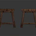 Two Long Solid Wood Benches With Slatted Seats And Sturdy Legs Home Furniture