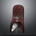 Swan Themed Chair With Dark Red Upholstery And Diamond Stitching Design