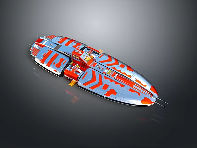 Sleek Red And Silver Racing Speedboat With Striped Pattern And Streamlined Design 3d model