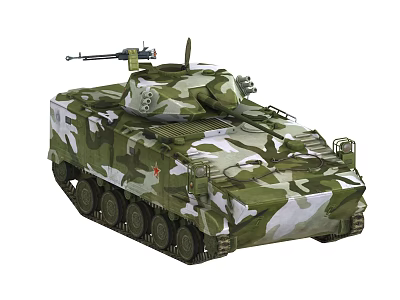 Strong Military Armored Tank With Camouflage Paint Tracks And Top Machine Gun 3d model Strong Military Armored Tank With Camouflage Paint Tracks And Top Machine Gun 3d model