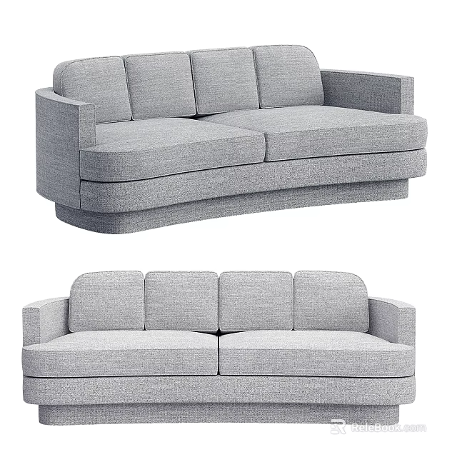 Modern Gray Fabric Sectional Sofa with Comfortable Seats and Contemporary Design 3d model