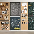 Hanging Decor With Photos Notes On Pegboard Corkboard Chalkboard 3d model