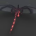 Mythical Dragon Game and Movie Character With Red Cracked Glowing Body And Black Wings