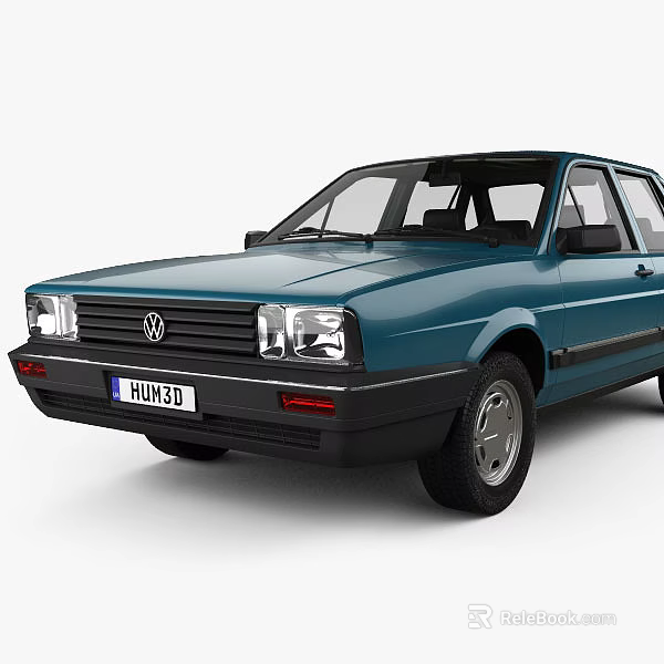 Vintage Volkswagen Blue Classic Car With Front Headlights Black Bumper And License Plate 3d model 