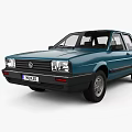Vintage Volkswagen Blue Classic Car With Front Headlights Black Bumper And License Plate