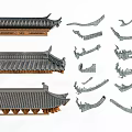 Traditional Chinese Architectural Components With Roof Tiles Eave Decorations And Dragon Shaped Parts