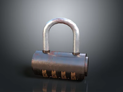 Durable Metal Combination Padlock For Home Security With Dial Lock Mechanism 3d model