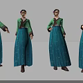 Traditional Female Characters In Cultural Attire With Floral Motifs And Diverse Poses
