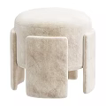 Beige Velvet Modern Minimalist Stool With Sturdy Legs And Comfortable Elegant Design