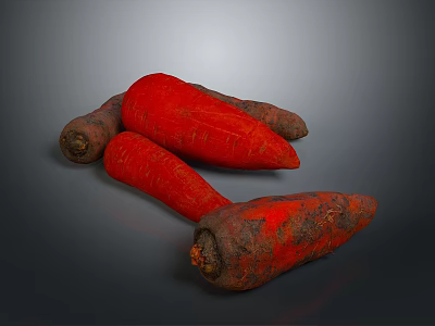 Fresh Organic Carrots With Vibrant Red Color And Natural Texture 3d model