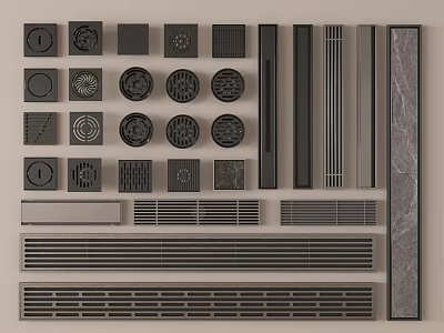 Bathroom Accessories Various Designs Drain Covers With Different Shapes And Grate Patterns 3d model