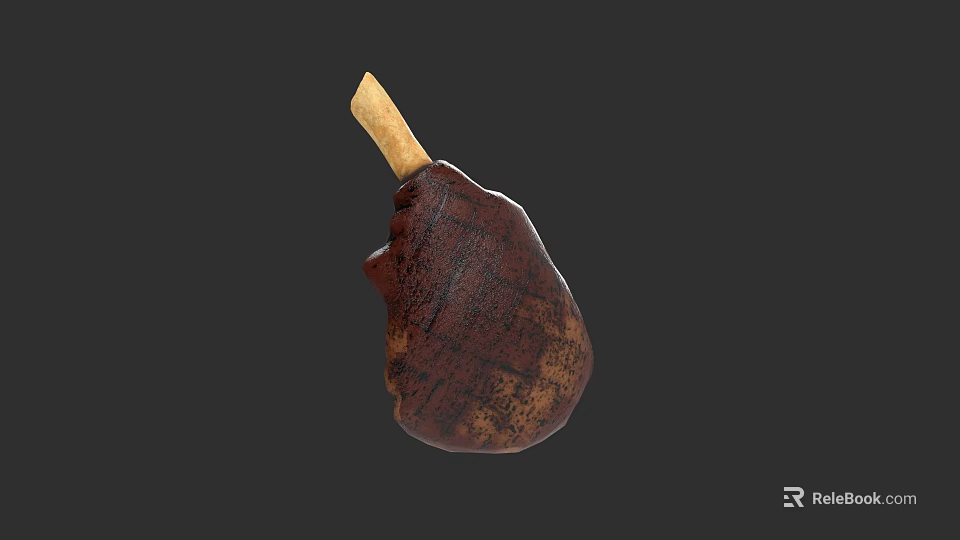 Delicious Chocolate Ice Cream Bar With Wooden Stick And Textured Surface 3d model 
