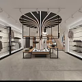 Modern Clothing Store Interior Design With Mannequins Displayed Clothes Clothing Racks And Lighting