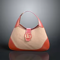 Stylish Beige And Red Handbag With Canvas Leather Material And G Logo