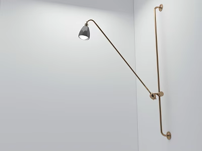 Unique Shaped Modern Wall Mounted Lamp Featuring Metal Arm And Black Shade 3d model