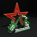 Heineken Beer Display Stack With Red Star Green Metal Structure And White Balls 3d model