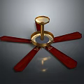 Decorative Electric Ceiling Fan with Wooden Blades and Golden Center