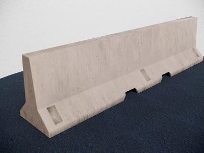 Durable Long Gray Concrete Rail With Geometric Design On Blue Surface Structure 3d model