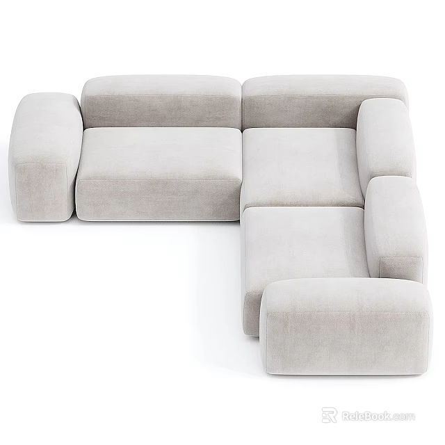 Light Gray Modular Sectional Sofa With Modern Design And Spacious Seating 3d model 
