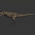 Realistic Tyrannosaurus Rex Dinosaur Model With Open Mouth Striped Skin On Gray Background And Reflection