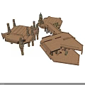 Ancient Architecture 3D Model with Multiple Roofs Columns and Wooden Structure