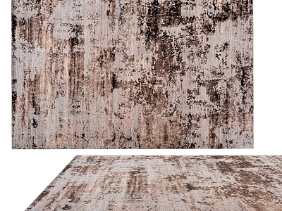 Square Area Rug With Textured Pattern In Neutral Brown And Beige Tones 3d model