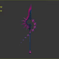 Black And Pink Spear Weapon Featuring Star Decorations Circular Design And Glowing Trail