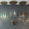 Modern Lighting Combination With Pendant Lights Wall Sconces And Transparent Glass Accents
