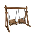 Wooden Play Equipment Swing Set With Two Seats And Hanging Chains