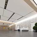 Modern School Hall Interior With Minimalist Design Lighting And Greenery 3d model
