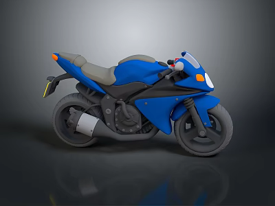 Blue Sports Motorcycle With Streamlined Body Gray Seat And Orange Accents Design 3d model