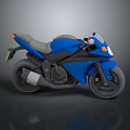 Blue Sports Motorcycle With Streamlined Body Gray Seat And Orange Accents Design