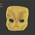 Traditional Yellow Red Decorative Mask With White Dot And Intricate Red Line Patterns