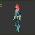 3D Female Character With Red Hair Blue Black Outfit White Gloves And Boots