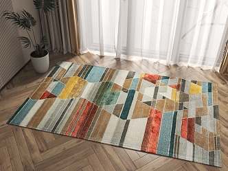 Modern Square Carpet Abstract Geometric Carpet 3d model