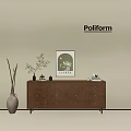 Wooden Entryway Console Table With Drawers Vase Green Plant Picture Frame And Decorative Items