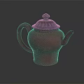 Elegant Red Teapot With Silver Lid And Carved Patterns On Dark Background