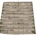 Worn Stone Stairs With Grass Growing On Steps And Weathered Texture 3d model