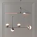 Modern Pendant Lights With Spherical Lamps And Linear Metal Frame For Interior Design