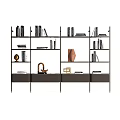 Modern Elegant Bookcase With Open Shelves Drawers Books And Decorative Items