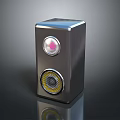 Modern Sleek Black Desktop Computer Speakers with Dual Drivers Pink Yellow Accents