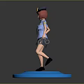 Vibrant Red Haired Police Officer Character With Short Skirt Handcuffs And Blue Base Doll Figure